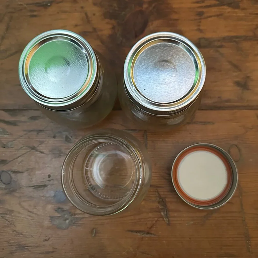 Three 12 oz Mason Glass Jars with Lids